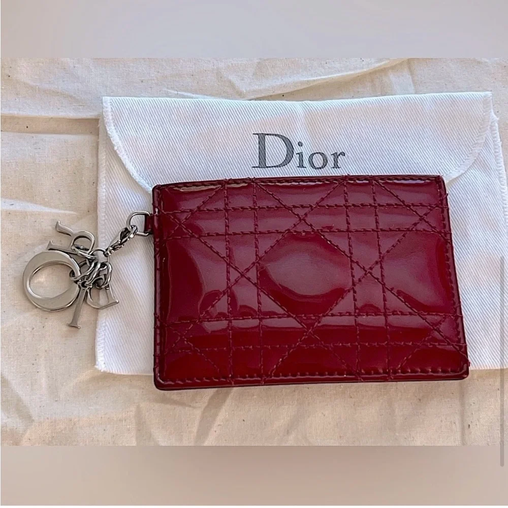 Dior Cannage Red Patent Leather Card Holder VALENTINES DAY SALE! $199 - Picture 2 of 6